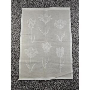 Ekelund Weavers of Sweden Large Dish Towel Cream Beige Floral Print NEW